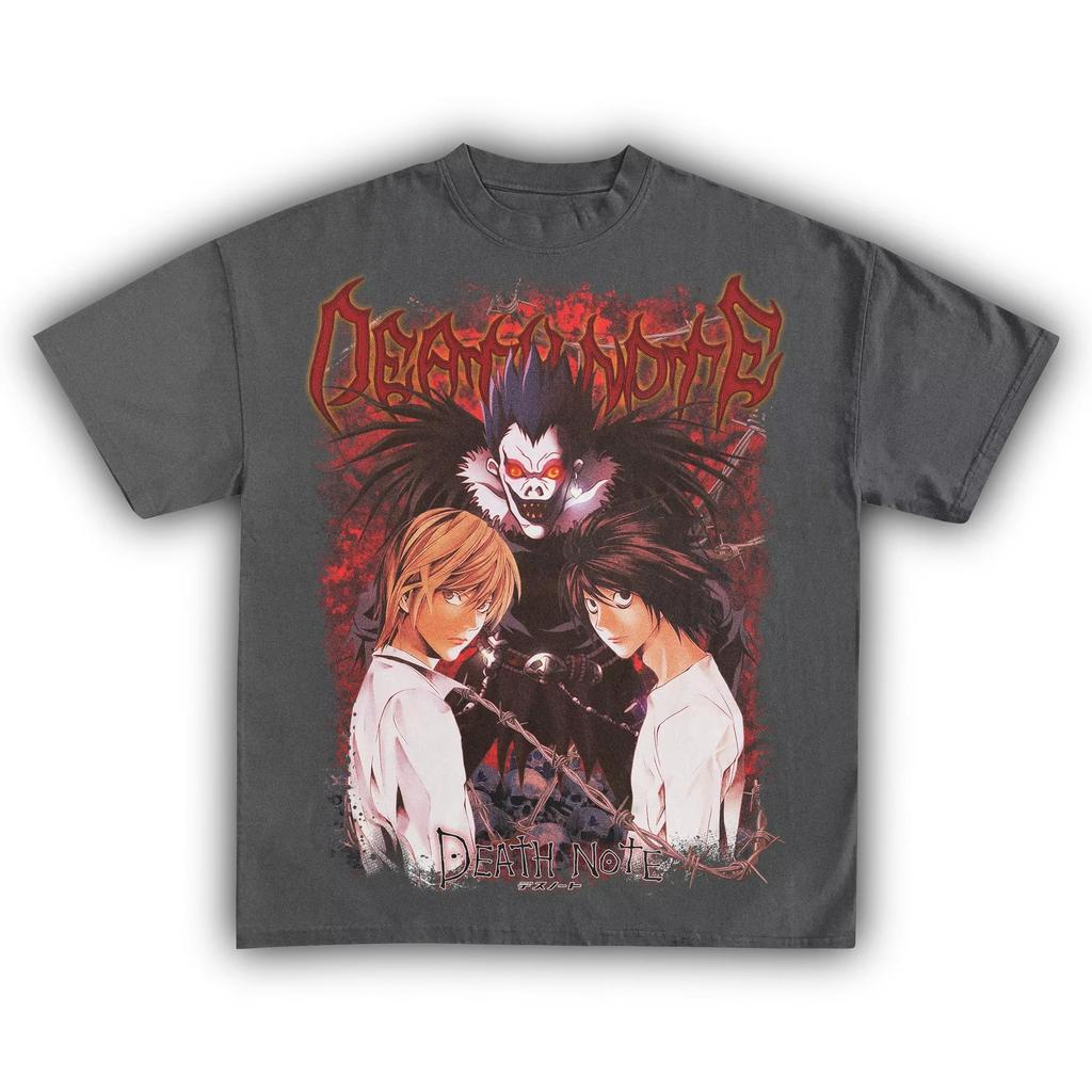 Death Note Light Yagami & L Ryuk Anime Graphic T-shirt, Unisex Pure Cotton Short Sleeve Streetwear T-shirt