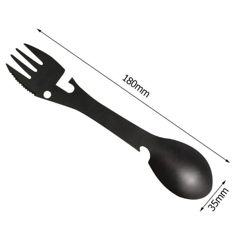 Outdoor Survival Tools 5 In 1 Camping Multi-functional EDC Kit Practical Fork Knife Spoon Bottle/Can Opener