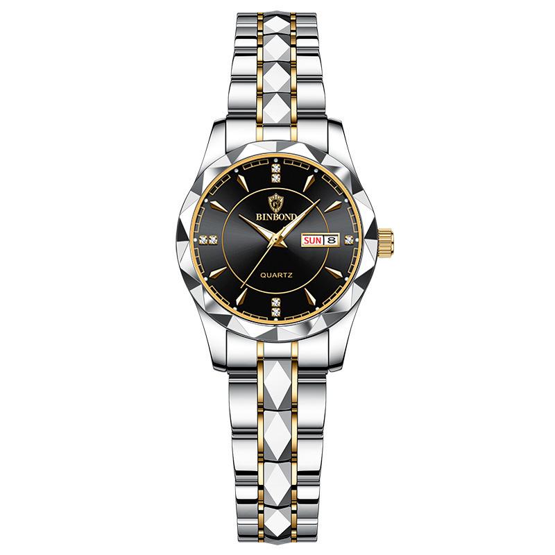 Tycoon Gold Men's Stainless Steel Double Calendar Waterproof Watch