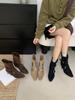 Korean Version Belt Buckle Thick Heel Folded Two Wear Short Boots Women's Autumn and Winter New Fashionable Temperament Denim Thin Short Boots