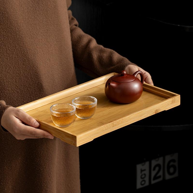 1Pcs Rectangular Serving Tray Tableware Food Tray For Kitchen Party Tea Bar Bamboo Wood Pallets Flat Plate Kitchen Utensils