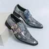 Elegant British Style Party Dress Shoes Flat Loafers Men's Chelsea Shoes Luxurious Purple Men's Business Pointed Shoes