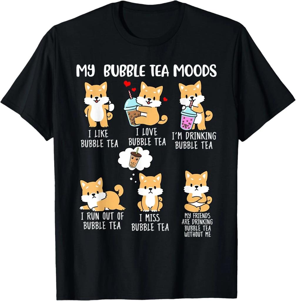 Shiba Inu Bubble Tea Shirt Women Boba Tea Dog Bubble Tea Gift Unisex T-Shirt