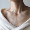 Fenny 18K PVD Plated No Fade Fashion Zirconia Snake Bone Blade Chain Adjustment Y Necklace for Women Stainless Steel
