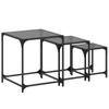  Coffee Tables That Slide Under Each Other, 3 Pieces, Black Glass Top