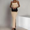 Elegant Solid Color Suspender Square Neck Dress for Women, Slim-fitting Hip-wrapped Side Split Dress, Sexy and Thin Dating Party