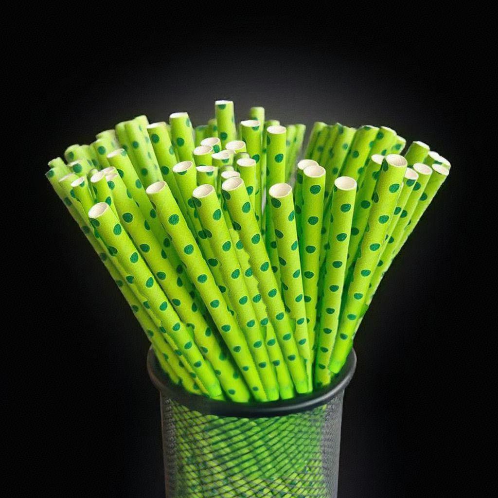 Individually Wrapped Biodegradable Striped Paper Straws