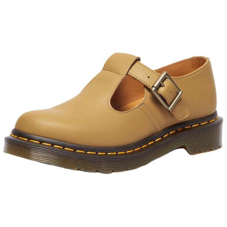 Dr. Martens Leather Comfortable Fashionable Thick Sole Mary Jane Shoes Women Shoes Dark-Yellow 32051776