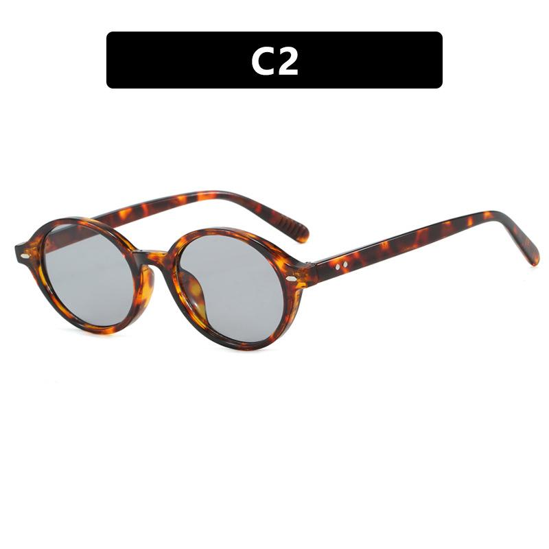Rice nail oval small frame sunglasses new fashion retro sunglasses European and American trend street sunglasses women