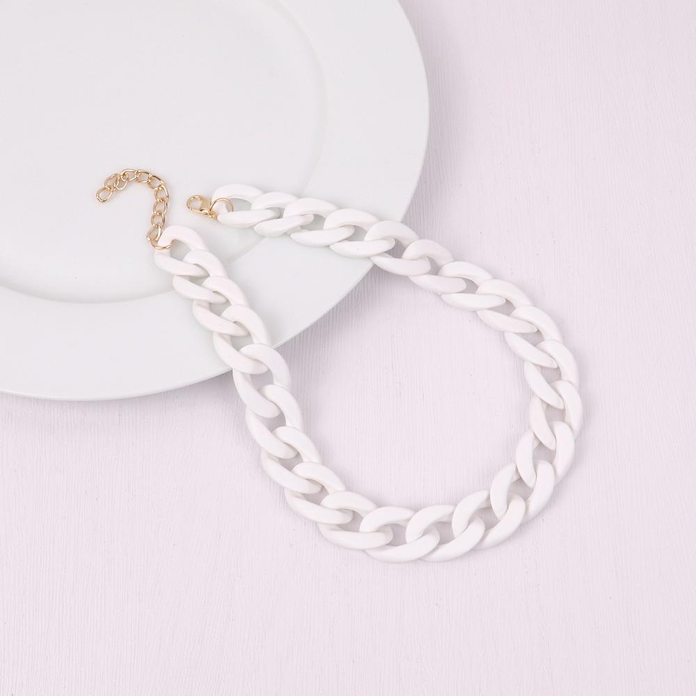 Statement Matte Colorful Chunky Acrylic Chain Necklace For Women Boho Resin Wide Chain Collar Choker Necklaces Pendant Jewelry
