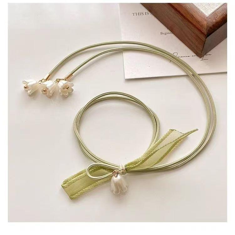 Fresh Lily of the Valley Hair Tie - Large Bowknot Elastic Band for Mori Girl Hairstyles