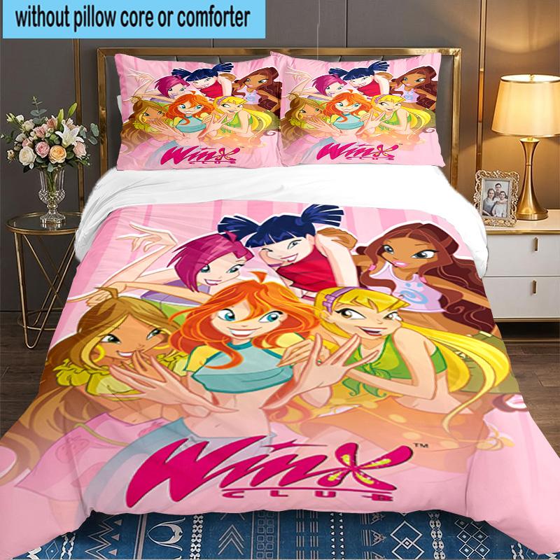Wink Club Magical Friendship 3PCS Bedding set,Ideal for 1pc Duvet Cover And 2pcs Pillowcases Perfect for Fan gift,Ideal for Bedroom, Dormitory