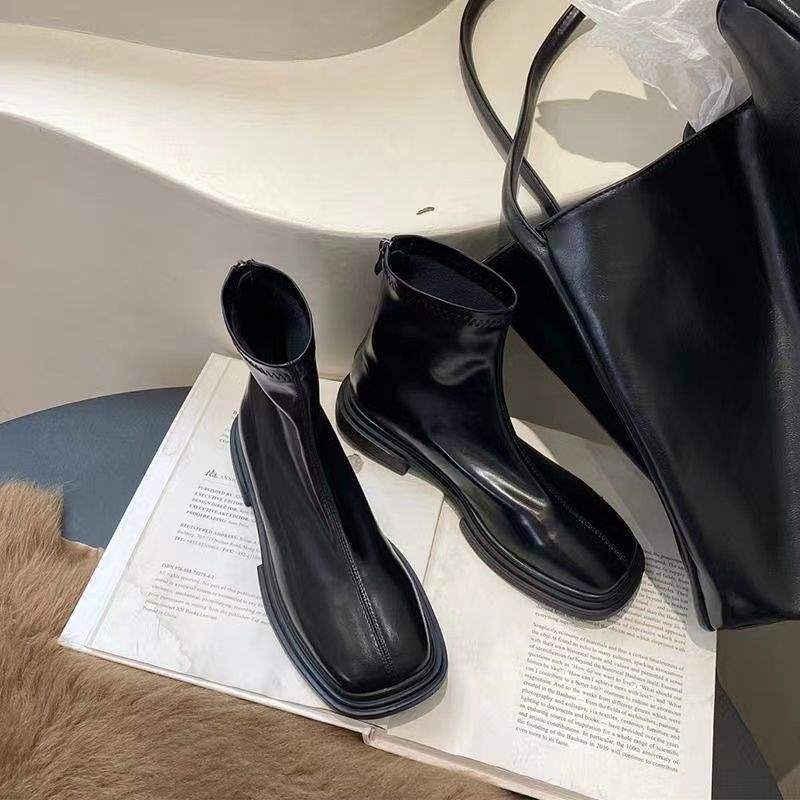 Elastic British Martin Boots Women's 2025 Autumn and Winter New Chelsea Boots Small Naked Boots Skinny Boots Fleece Short Boots