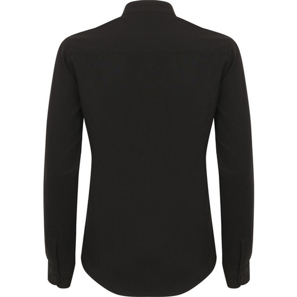 Henbury Womens/Ladies Mandarin Collar Roll Sleeve Shirt