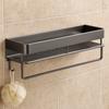 Wall-Mounted Bathroom Storage Rack Punch Free with Hook and Rod Kitchen Condiment Racks Aluminum Alloy Drainable