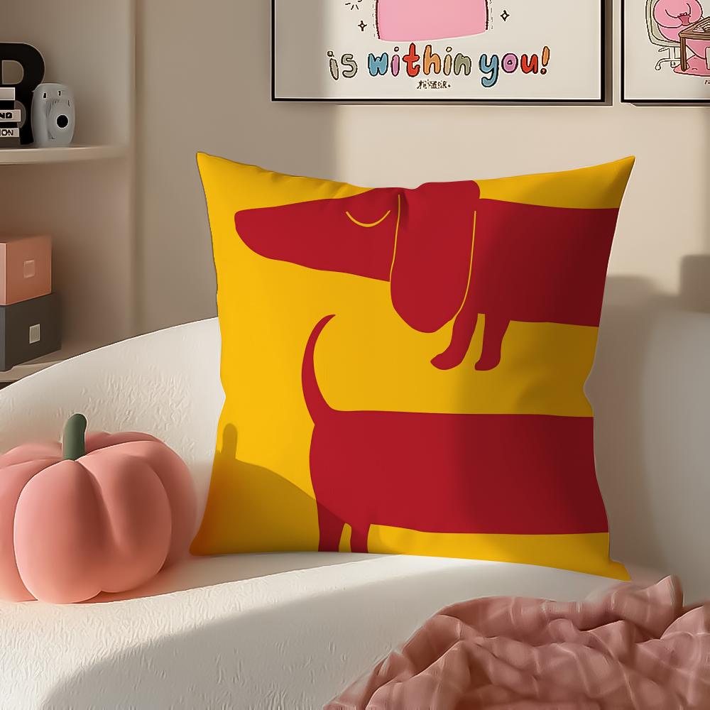 Cute Cartoon Animal Art Cushion Cover Pillowcase Short Plush Invisible Zipper Room Sofa Cushion Cover