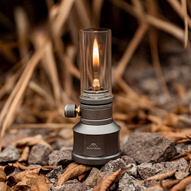 Octagonal Silver Small Gas Camping Lantern Set
