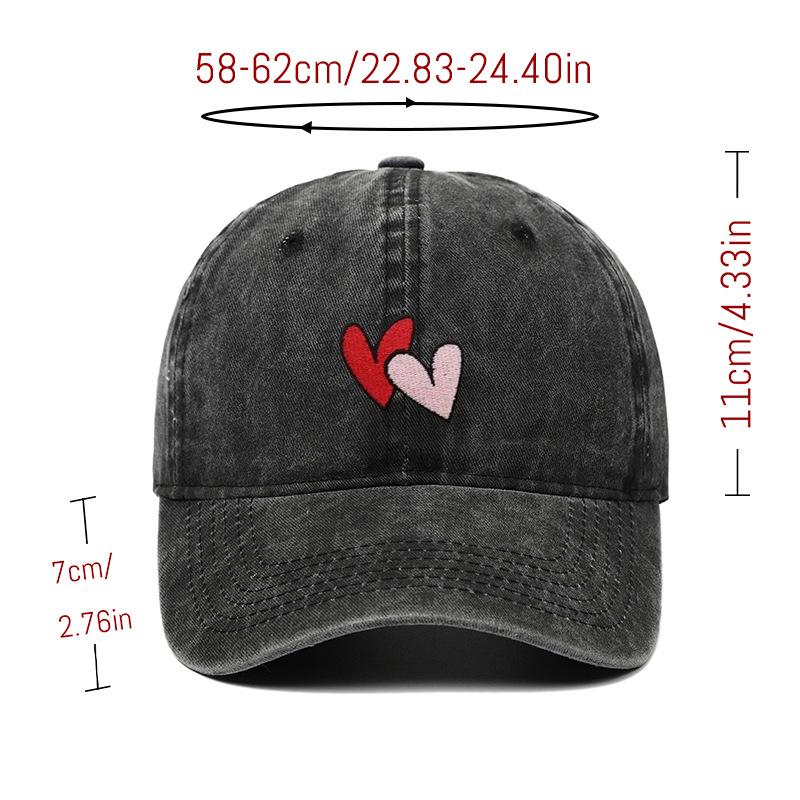 Versatile Vintage Peach Heart Embroidery Baseball Cap - Korean Style, Thin, Soft Brim, Spring/Summer, Unisex