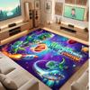 Dinosaur Theme Soft Crystal Velvet Rug Custom Name & Text Print Non Slip Floor Rug for Bedroom Living Room