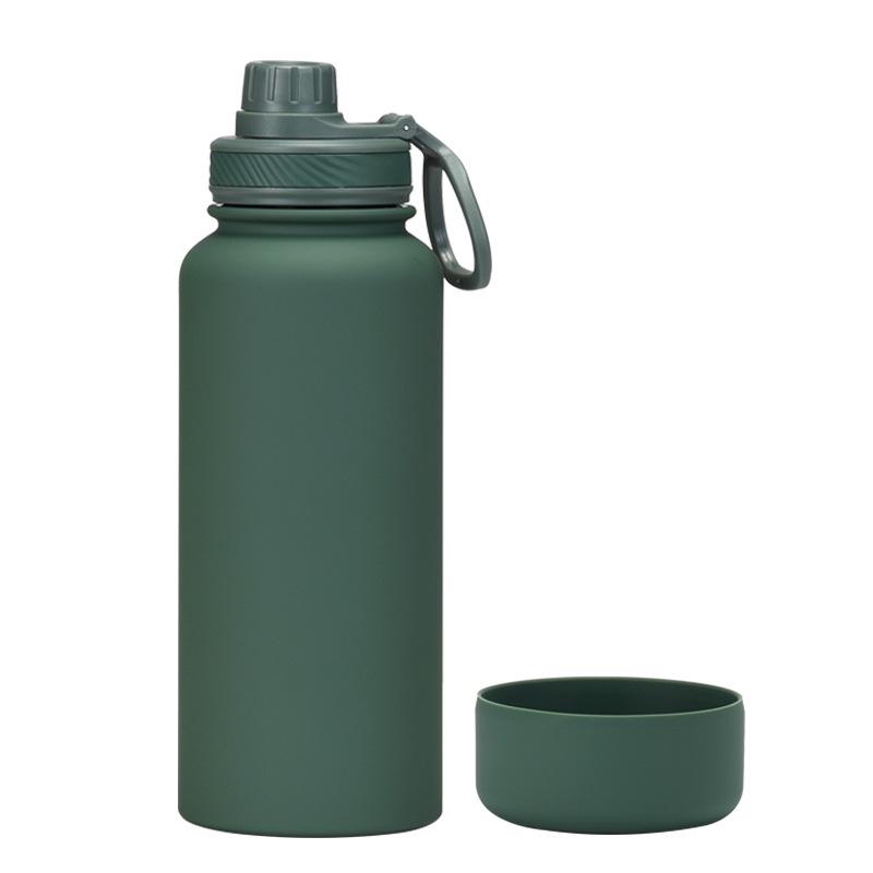 1L Large-Capacity Thermos Cup With Non-Slip Bottom, Portable Outdoor Sports Kettle, Frosted Water Cup