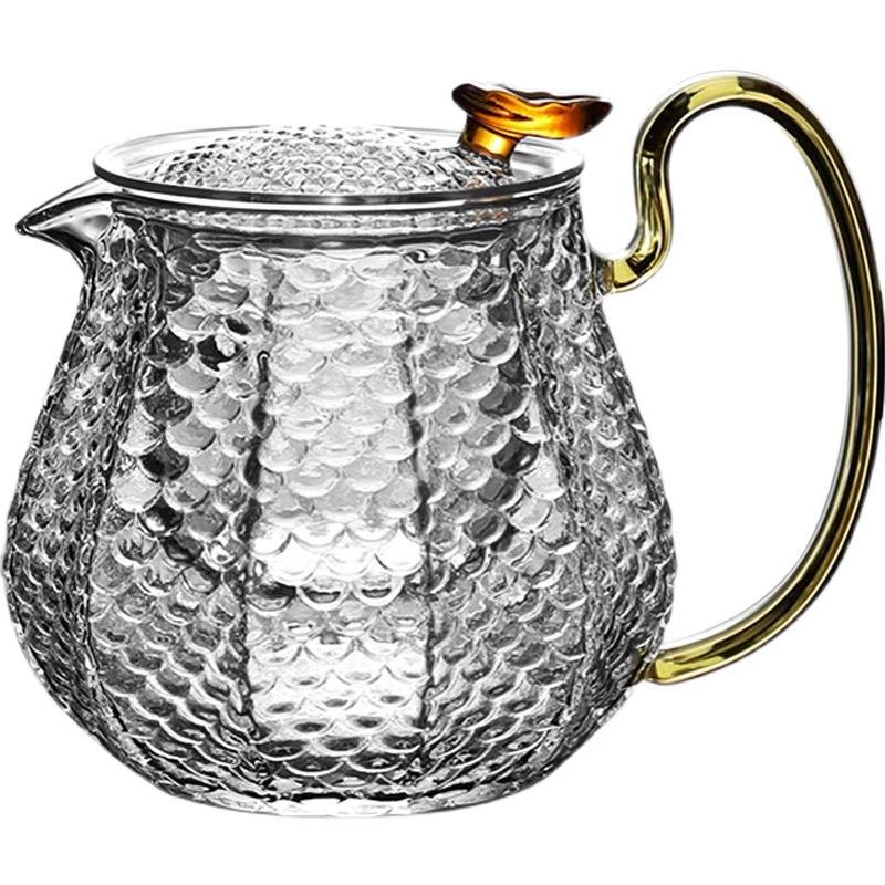 Hammer Teapot Set Household Filter Tea Maker Retro Glass Teapot High Temperature Resistant Teapot
