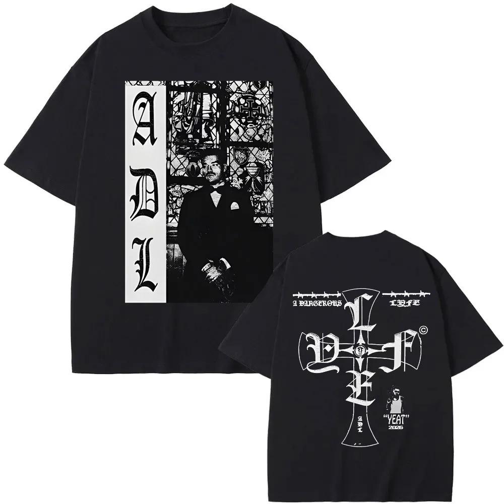 2026 New Style Yeat Casual TShirt A DANGEROUS LYFE CROSS TEE Summer High Quality Cotton Comfortable Unisex Short Sleeve Y2K S