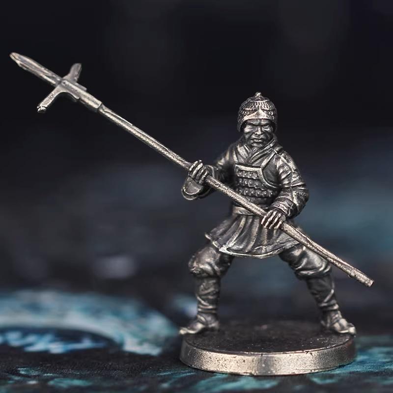 New White Copper Han Dynasty Soldier Figurine Miniature Model Tabletop Game Chess Piece Desktop Decor Statue Car Interior Decor