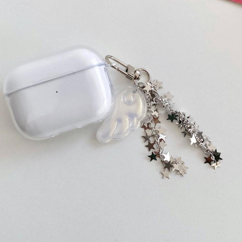 Elegant Y2K Inspired Keychain Pendant Accessory Combining Stars Angel Wing Ideal For Bags Keys Or Gift Giving