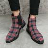 Luxury Men's Designer Plaid Ankle Canvas Chelsea Business Footwear Party Boots Casual Shoes For Men Fashion Winter Autumn 38~48