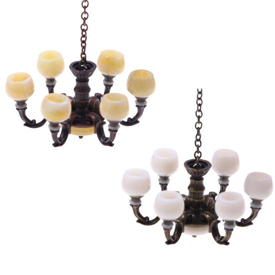 Dollhouse Mini Ceiling Lamp Exquisite Realistic Miniature Chandelier Model Toy for Dollhouse Decoration