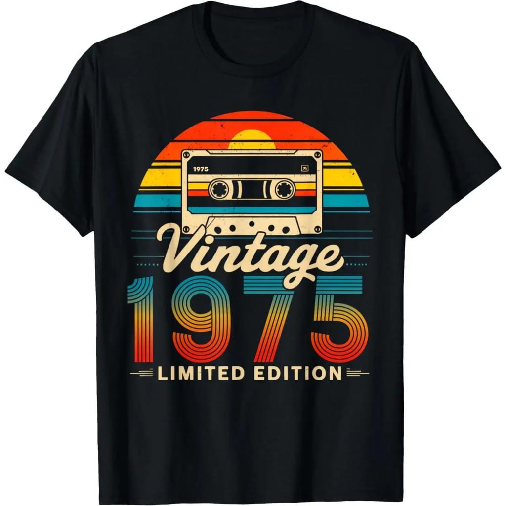 Retro Koszulka na 50. Urodziny 1975 Stare Prezenty 50 Lat Vintage Urodzony w Śmieszne Ubrania Y2k Moda Uliczna Graficzne Koszulki Bawełna