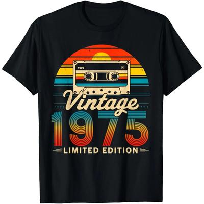 1975 Retro 50. Születésnapi Póló Régi Ajándékok 50 Éves Vintage Született ben Vicces Y2k Ruházat Utcai Divat Grafikus Pólók Pamut