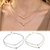Mehrschichtige Halskette, Kleine Herz-Rund-Strassstein-Anhänger Halskette, Einfacher Choker Schmuck für Damen Mädchen