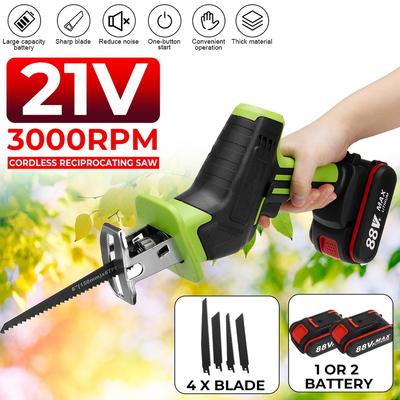 Sierra Recíproca Eléctrica Inalámbrica de 21V Kit de Sierra Sable para Exteriores Para Batería 88VF con Hoja de Sierra para Madera y Metal 4 piezas