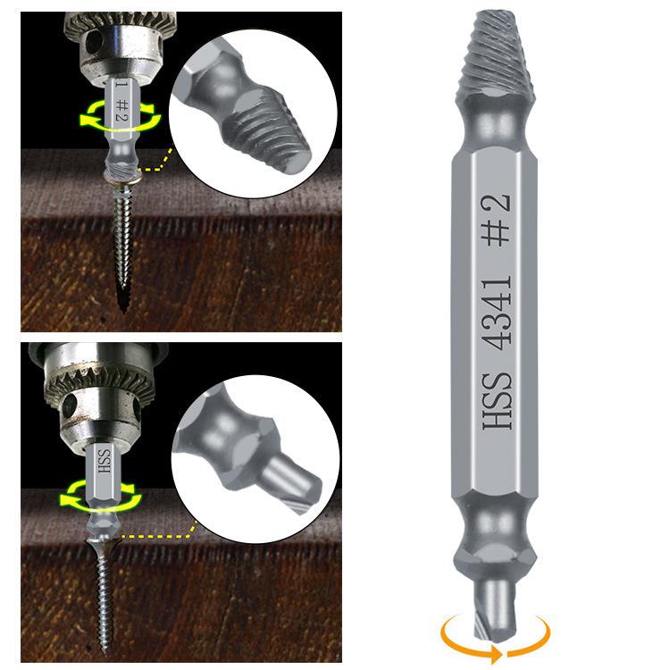 #0#1#2#2#3#4 Six Sets of Double-headed Screw Slide Removal Tools High Speed Steel Extractor