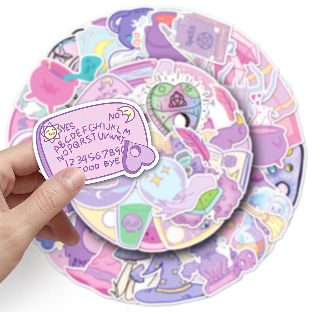 10/30/50pcs Cute Pink Magic Witch Graffiti Stickers Aesthetic Art Decals DIY Notebook Helmet Phone Goth Waterproof Sticker Decor