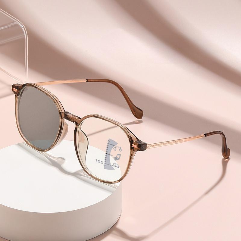 

Умные фотохромные очки для чтения унисекс круглые прогрессивные мультифокальные очки для пресбиопии с отделкой для ближнего и дальнего света бифокальные очки 0 degrees - no color