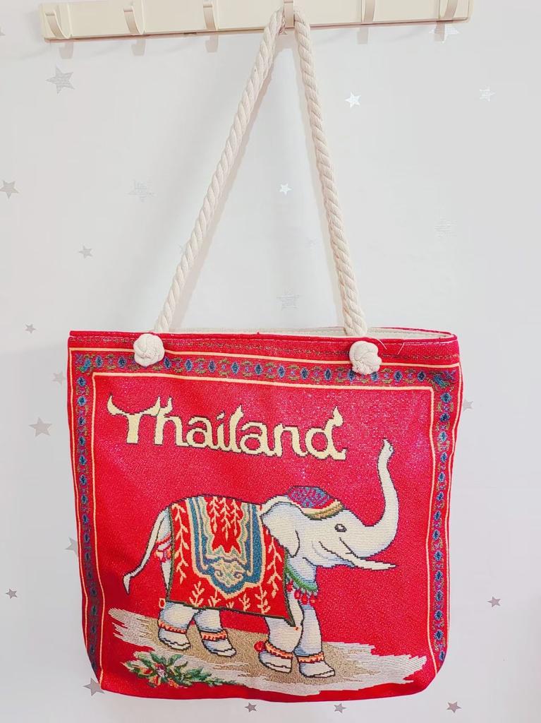 Ethnic style large shoulder bag South East Asia style double-sided embroidery cartoon animal elephant canvas bag female travel bag