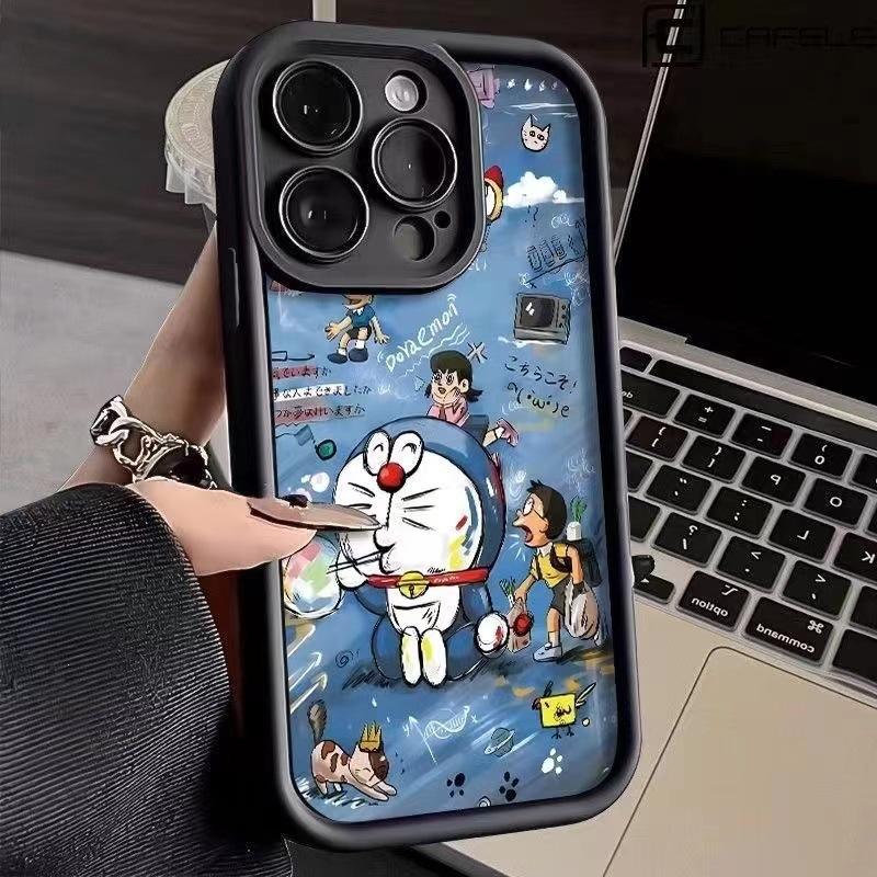 Spit bubbles Doraemon is suitable for Apple 14plus mobile phone case 13promax cartoon 15pro new 12 soft