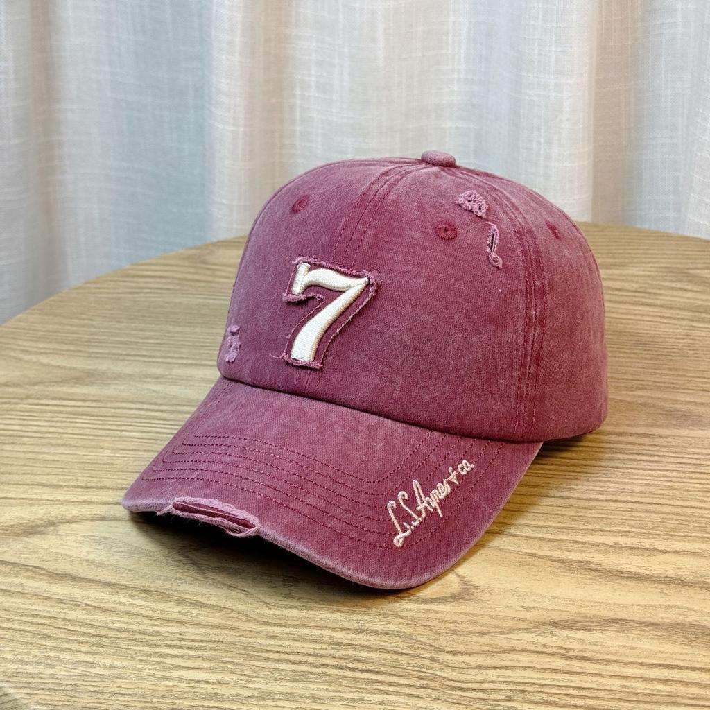 Washed and Distressed Soft Top Baseball Cap for Men and Women Versatile Korean Style Trendy Brand American Street Embroidered Letter Cap