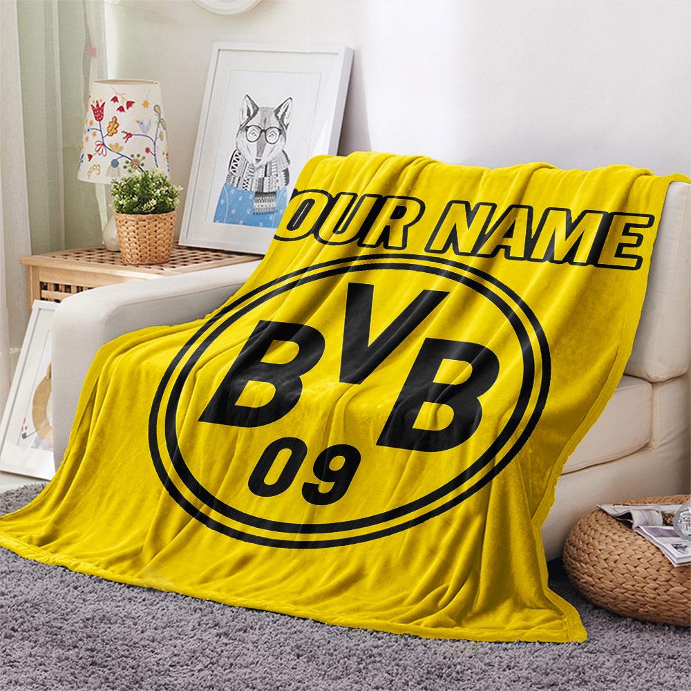 Custom Name,Borussia Dortmund Printed Flannel Blanket, Soft Throw for Bedroom Sofa, Washable, Christmas Present, Great Gift.