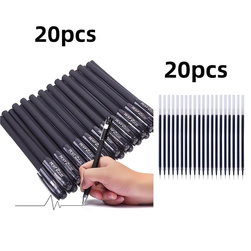

40pcs (20pcs Pens And 20pcs Refills) Quick-Dry Gel Pens, 0.5Mm Fine Point, Black Ink - Ideal for Office And Daily Use