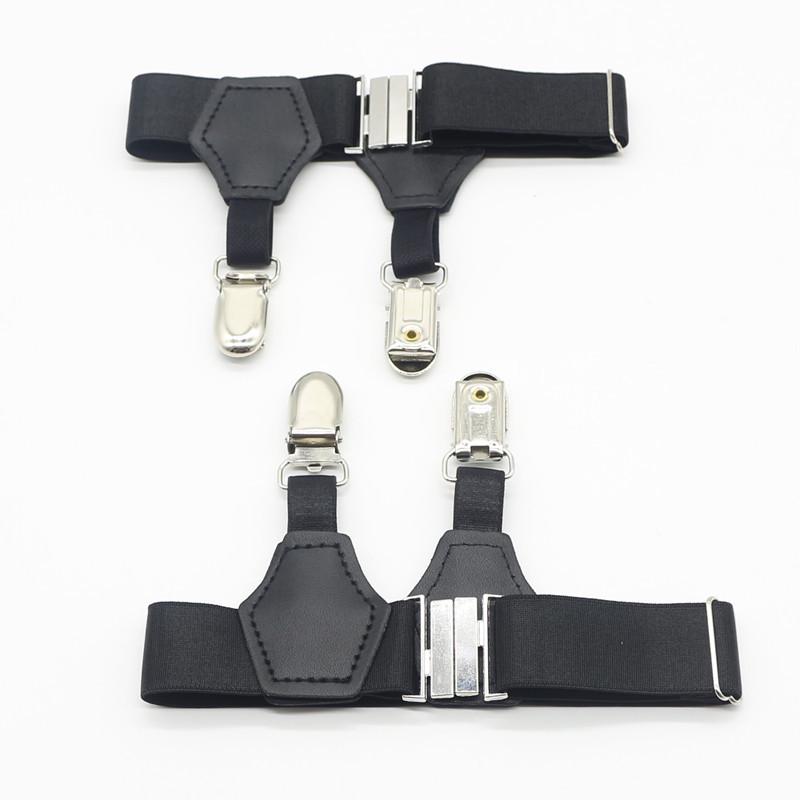 

Adjustable Black Nylon Unisex Sock Garters with Leg Ring Clips for Adults One Size