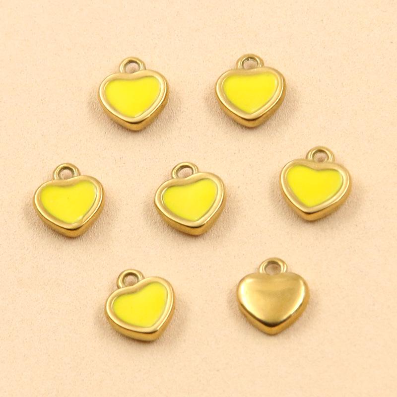 11 Color 5x6mm Stainless Steel Enamel Heart Charms Pendants