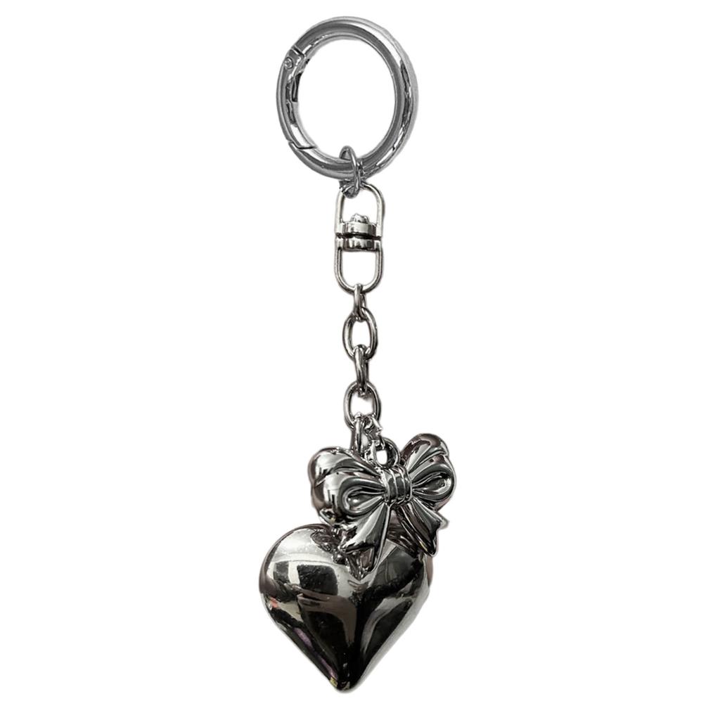 Bowknot Heart Pendant Keychain Big Heart Keyring Hanging Decorations for Car Key Backpack Bag Purse Jewelry Accessory
