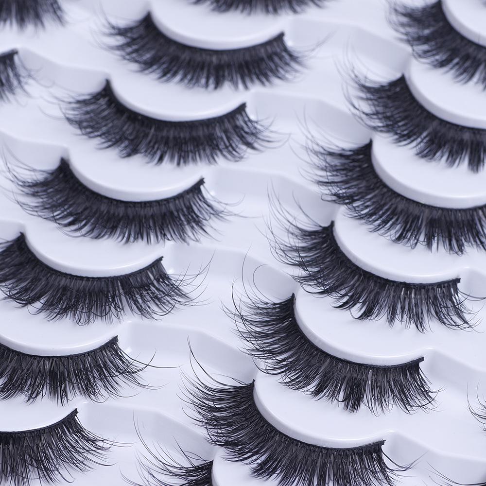 20 Pairs Dense Cross-Style False Eyelashes with Hard Stem - Large Capacity, Free Shipping
