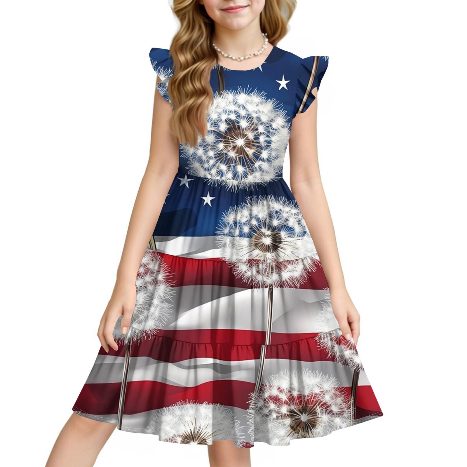 

Летнее детское платье для девочек, повседневное, на День независимости, милое платье принцессы с круглым вырезом 160 арбуз красный