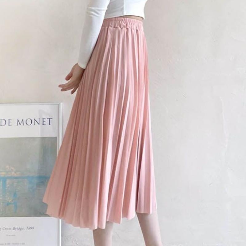 Shop   Womens Guest+date Elastic Waist Chiffon Pleated Long Skirt Won Wsk Wf0b9a