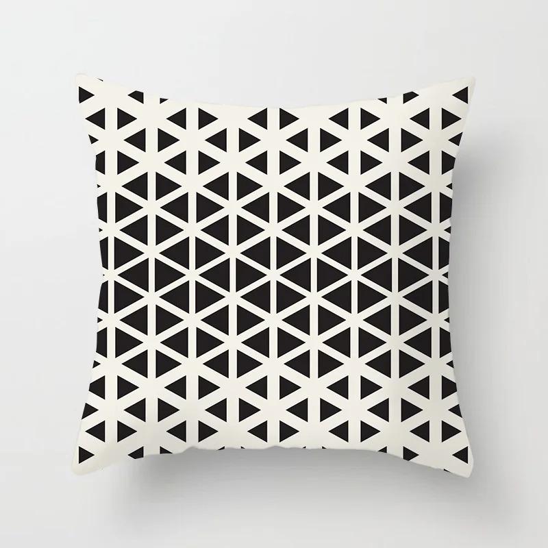 Office Living Room Home Pillowcase Car Ornaments Geometric Black and White Pattern Pillowcase