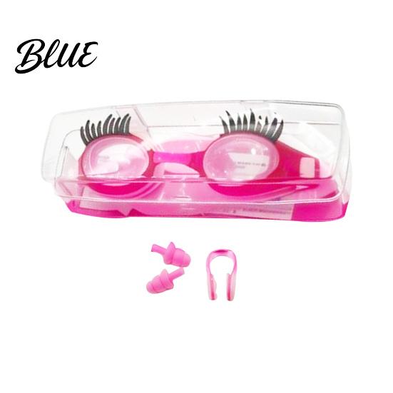 PC Lenses Goggles Kids Swim with Eyelashes Waterproof No Leakage Anti-Fog UV Adjustable Headband Protection Clear Lens Boys Girls Silicone Swimming